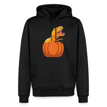 Kürbis Dino Lustiger Halloween-Kürbis mit Dinosaur - Männer Premium Bio Hoodie - Schwarz - Vorne - Nico (187cm)
