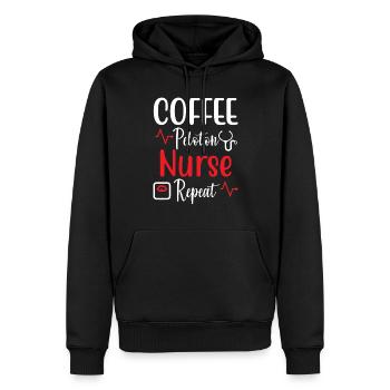 Répétition de l’infirmière du peloton de café - Sweat à capuche Premium bio Homme - noir - Devant - Nico (187cm)