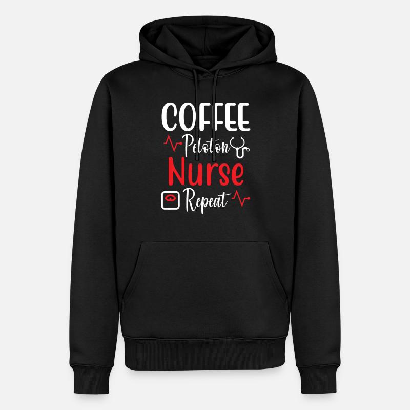 Kaffee Peloton Krankenschwester Repeat - Männer Premium Bio Hoodie - Schwarz