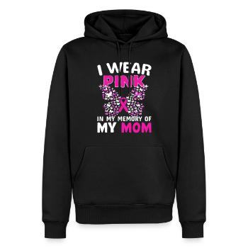 Je porte du rose en mémoire de ma mère - Sweat à capuche Premium bio Homme - noir - Devant - Nico (187cm)