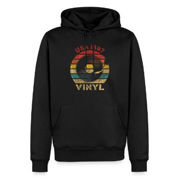 USA 1887 Vinyl Retro Vintage Music - Männer Premium Bio Hoodie - Schwarz - Vorne - Nico (187cm)