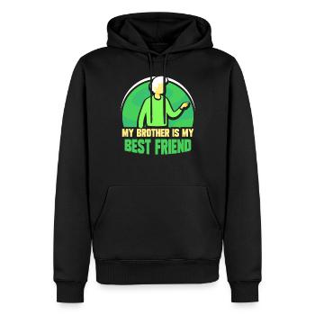 Mein Bruder Ist Mein Bester Freund Team Brüder - Männer Premium Bio Hoodie - Schwarz - Vorne - Nico (187cm)