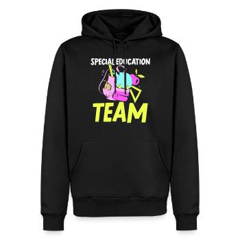 Équipe d’éducation de l’enfance en difficulté Profession d’enseignant en éducation de l’enfance en difficulté - Sweat à capuche Premium bio Homme - noir - Devant - Nico (187cm)