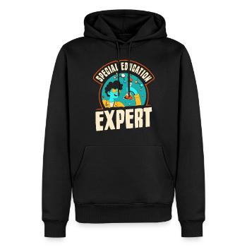 Enseignante spécialisée en éducation de l’enfance en difficulté - Sweat à capuche Premium bio Homme - noir - Devant - Nico (187cm)