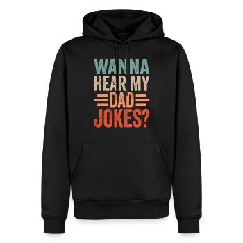 Papa Blague Papa Blague Père Blagues - Sweat à capuche Premium bio Homme - noir - Devant - Nico (187cm)
