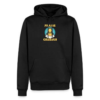 Jésus-Christ Fromage Église Christianisme Religion - Sweat à capuche Premium bio Homme - noir - Devant - Nico (187cm)