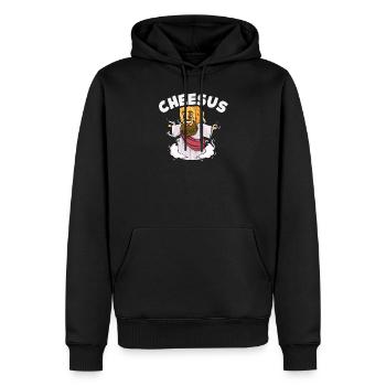 Jésus-Christ Fromage Église Christianisme Religion - Sweat à capuche Premium bio Homme - noir - Devant - Nico (187cm)