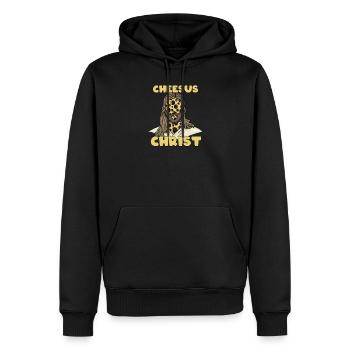 Jésus-Christ Fromage Église Christianisme Religion - Sweat à capuche Premium bio Homme - noir - Devant - Nico (187cm)