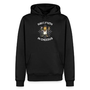 Jésus-Christ Fromage Église Christianisme Religion - Sweat à capuche Premium bio Homme - noir - Devant - Nico (187cm)