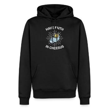 Jésus-Christ Fromage Église Christianisme Religion - Sweat à capuche Premium bio Homme - noir - Devant - Nico (187cm)