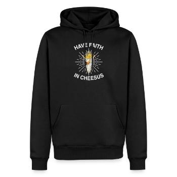 Jésus-Christ Fromage Église Christianisme Religion - Sweat à capuche Premium bio Homme - noir - Devant - Nico (187cm)
