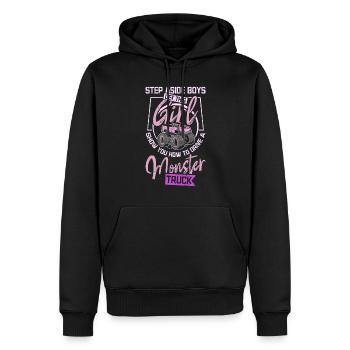 Une fille vous montre comment conduire un camion monstre - Sweat à capuche Premium bio Homme - noir - Devant - Nico (187cm)