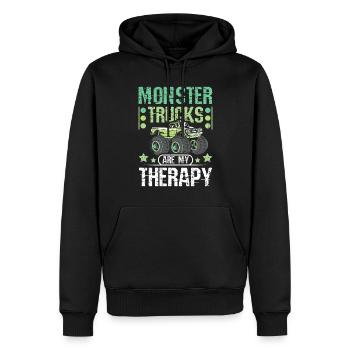 Les monster trucks sont ma thérapie - Sweat à capuche Premium bio Homme - noir - Devant - Nico (187cm)
