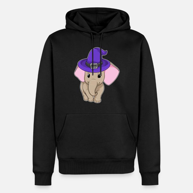 Elefant als Zauberer - Männer Premium Bio Hoodie - Schwarz