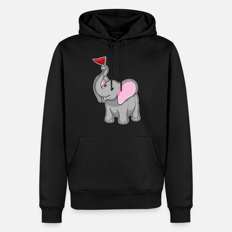 Éléphant avec drapeau - Sweat à capuche Premium bio Homme - noir