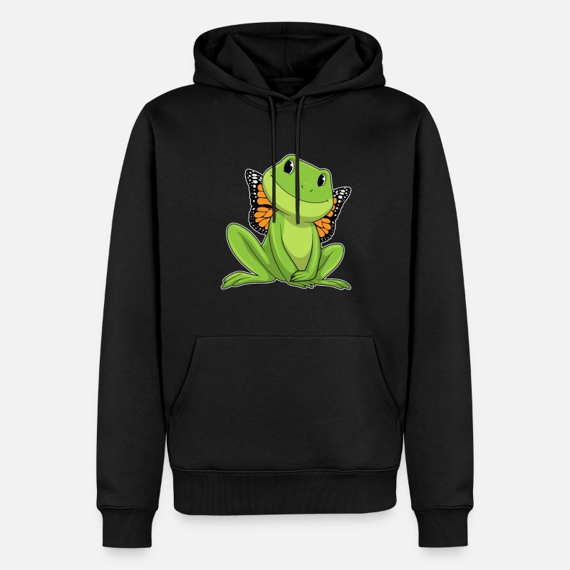 Grenouille avec papillon - Sweat à capuche Premium bio Homme - noir