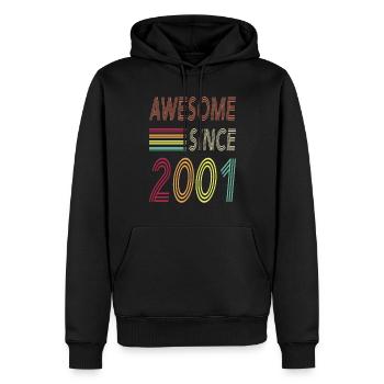 Awesome since 2001 - Männer Premium Bio Hoodie - Schwarz - Vorne - Nico (187cm)