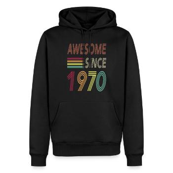 Awesome since 1970 - Männer Premium Bio Hoodie - Schwarz - Vorne - Nico (187cm)