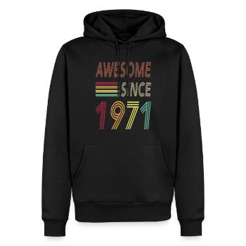 Awesome since 1971 - Männer Premium Bio Hoodie - Schwarz - Vorne - Nico (187cm)