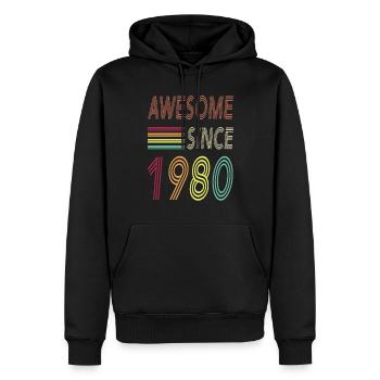 Awesome since 1980 - Männer Premium Bio Hoodie - Schwarz - Vorne - Nico (187cm)