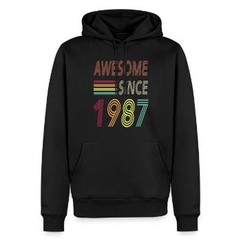 Awesome since 1987 - Männer Premium Bio Hoodie - Schwarz - Vorne - Nico (187cm)