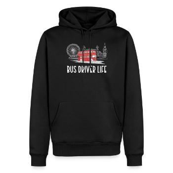 La vie d’un chauffeur d’autobus Conduisant un chauffeur d’autobus - Sweat à capuche Premium bio Homme - noir - Devant - Nico (187cm)