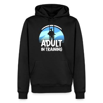 Adulte en formation Anniversaire Adulte - Sweat à capuche Premium bio Homme - noir - Devant - Nico (187cm)