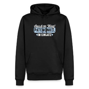 Aus dem Weg Patenonkel im Einsatz Patenkind - Männer Premium Bio Hoodie - Schwarz - Vorne - Nico (187cm)