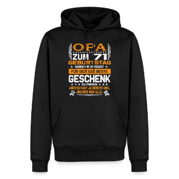 Opa 71. Geburtstag lustiges Bier Spruch - Männer Premium Bio Hoodie - Schwarz - Vorne - Nico (187cm)