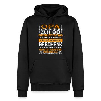 Opa 80. Geburtstag lustiges Bier Spruch - Männer Premium Bio Hoodie - Schwarz - Vorne - Nico (187cm)
