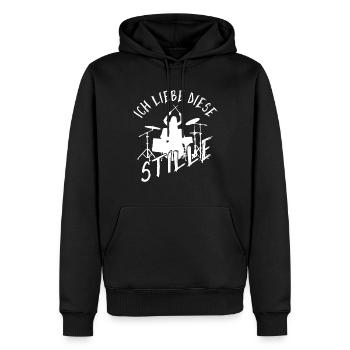 Lustiger Drummer Ich Liebe Diese Stille Schlagzeug - Männer Premium Bio Hoodie - Schwarz - Vorne - Nico (187cm)