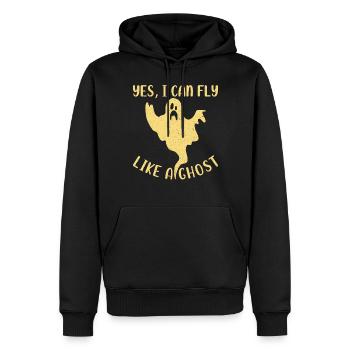 Halloween Ghost I Yes I Can Fly Like A Ghost - Männer Premium Bio Hoodie - Schwarz - Vorne - Nico (187cm)