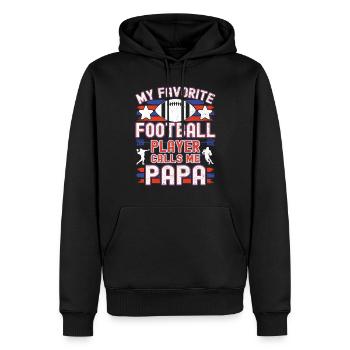 Football américain Papa Papa Papa Joueur de football - Sweat à capuche Premium bio Homme - noir - Devant - Nico (187cm)