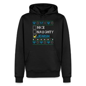 Hanukkah Jewish Ugly Christmas - Nice Naughty Jewi - Männer Premium Bio Hoodie - Schwarz - Vorne - Nico (187cm)