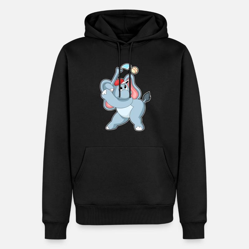 Éléphant jouant au baseball - Sweat à capuche Premium bio Homme - noir
