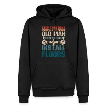 Old man flooring installer - Männer Premium Bio Hoodie - Schwarz - Vorne - Nico (187cm)