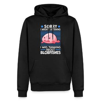 Pensée de mèmes de poissons laids blobfish - Sweat à capuche Premium bio Homme - noir - Devant - Nico (187cm)