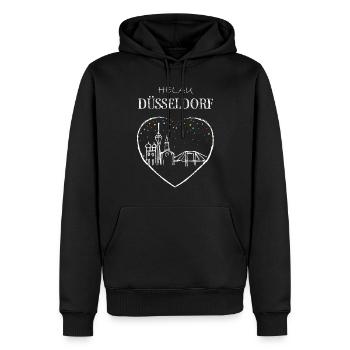 Skyline Düsseldorf Karneval Helau Fasching Jeck - Männer Premium Bio Hoodie - Schwarz - Vorne - Nico (187cm)