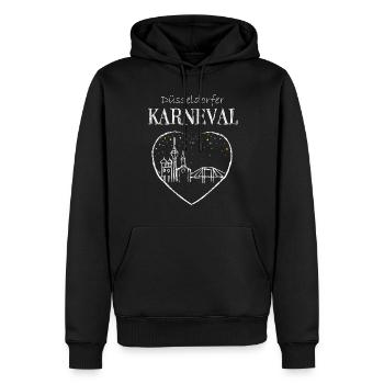 Skyline Düsseldorf Karneval Helau Fasching Narr - Männer Premium Bio Hoodie - Schwarz - Vorne - Nico (187cm)
