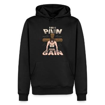 Jesus Fitness Training - Männer Premium Bio Hoodie - Schwarz - Vorne - Nico (187cm)