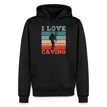 J’adore la spéléologie - Sweat à capuche Premium bio Homme - noir - Devant - Nico (187cm)
