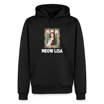 Mona Lisa Katze Kunstliebhaber Katzenliebhaber - Männer Premium Bio Hoodie - Schwarz - Vorne - Nico (187cm)