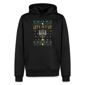 Hanoukka Juif Affreux Noël - Laissez-vous allumer - Sweat à capuche Premium bio Homme - noir - Devant - Nico (187cm)