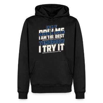 DANS MES RÊVES, JE SUIS LE MEILLEUR - Sweat à capuche Premium bio Homme - noir - Devant - Nico (187cm)