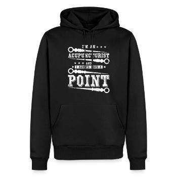 Je suis acupuncteur J’ai toujours un point - Sweat à capuche Premium bio Homme - noir - Devant - Nico (187cm)