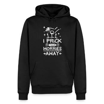 I prick your worries away - Men’s Premium Organic Hoodie - black - Front - Nico (187cm)
