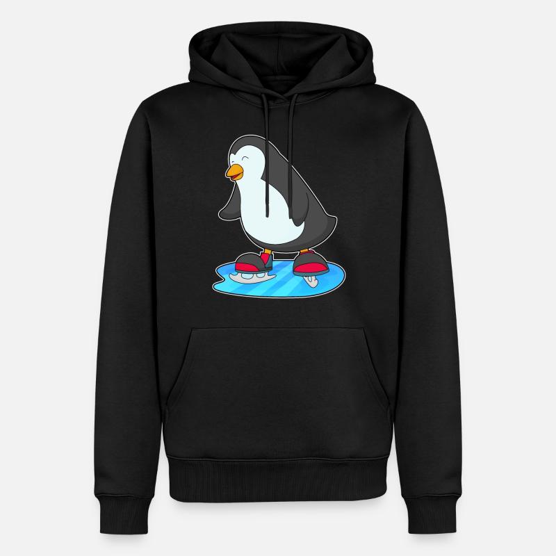 Patinage pingouin avec patins - Sweat à capuche Premium bio Homme - noir
