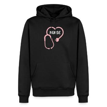 Infirmier - Sweat à capuche Premium bio Homme - noir - Devant - Nico (187cm)