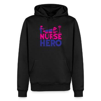 INFIRMIÈRE Infirmière - Sweat à capuche Premium bio Homme - noir - Devant - Nico (187cm)