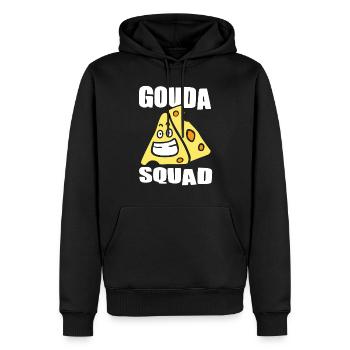 Amateurs de fromage - Funny Gouda Squad - Sweat à capuche Premium bio Homme - noir - Devant - Nico (187cm)